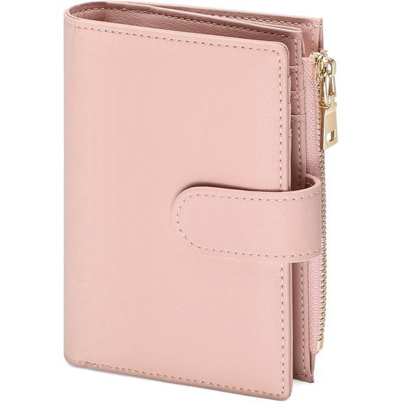 Small Wallets for Women Leather RFID Blocking Bifold Zipper Pocket Wallet Card Case Purse with ID Window