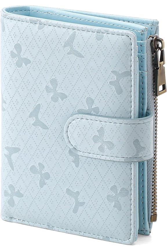Small Wallets for Women Leather RFID Blocking Bifold Zipper Pocket Wallet Card Case Purse with ID Window