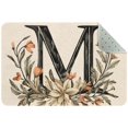 Small Washable Kitchen Rug, Letter M with Wreath Retro Pattern Indoor