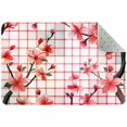 thumbnail image 1 of Small Washable Kitchen Rug, Pink Cherry Blossoms and Plaid Pattern Indoor Door Mats for Entryway, Non Slip Area Rug Floor Carpet for Entrance Bathroom Bedroom, 1 of 7