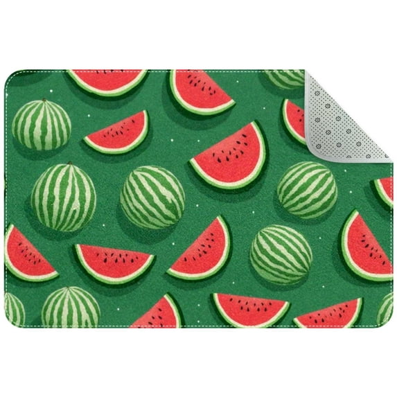 Small Washable Kitchen Rug, Watermelon Seamless Pattern Indoor Door Mats for Entryway, Non Slip Area Rug Floor Carpet for Entrance Bathroom Bedroom