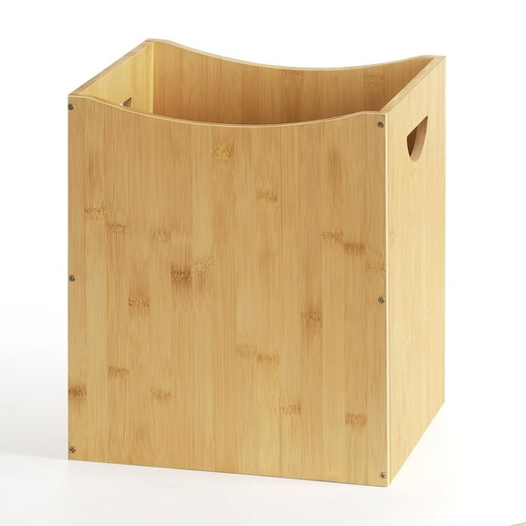 Small Wastebaskets, 5 Gallon Trash Can with Handles, Rectangular Waste Baskets Bamboo Garbage Can for Bathroom Kitchen Living Room Office Decorative Under Counter