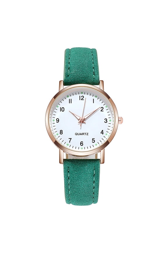 Small Watches for Women,Leather Watch,Digital Quartz Watch For Male And Female Students,Women's Watches,Classic Quartz Watch,Leather Watch Band, Vintage Small Face Round Watches(Green)