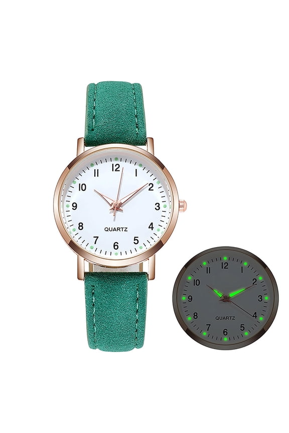 Small Watches for Women,Leather Watch,Ladies Diamond-Studded Luminous Female Watch Belt Quartz Watch,Classic Quartz Watch with Luminouse Easy Read Dial, Leather Watch Band(Green)