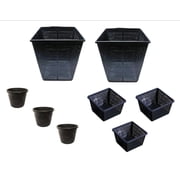 Small Water Garden Pond Aquatic Plastic Mesh Planting Basket Kit, Includes a Variety of 8 Plastic Planter, Plastic Plant Baskets for Aquaponics, Hydroponics