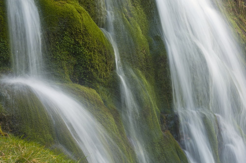 Small Waterfall Over Mossy Stones In Gleann Enich Near Aviemore Highlands Scotland Uk Canvas Art - Ian Cumming Design Pics (34 x 22)