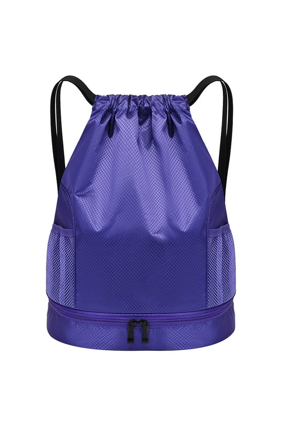 Small Waterproof Bag, Tyeign Drawstring Bag Lightweight String Backpack with Water Bottle Holder And Pockets Gym Sports Sackpack Small Zipper Pouch Bag Organizer Pouches Utility Pouch Purple