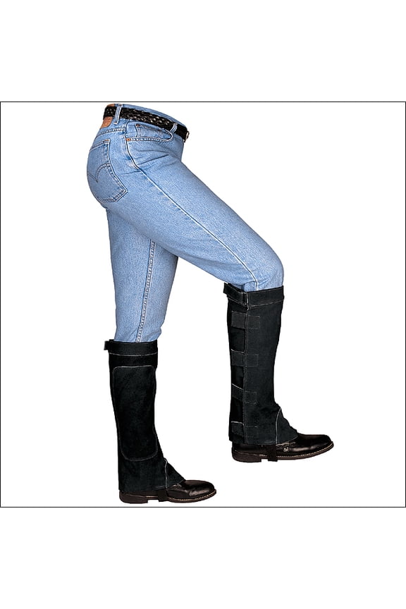 Small Weaver Horse Riding Black Suede Half Chaps Knee Ankle Elastic Boot Strap