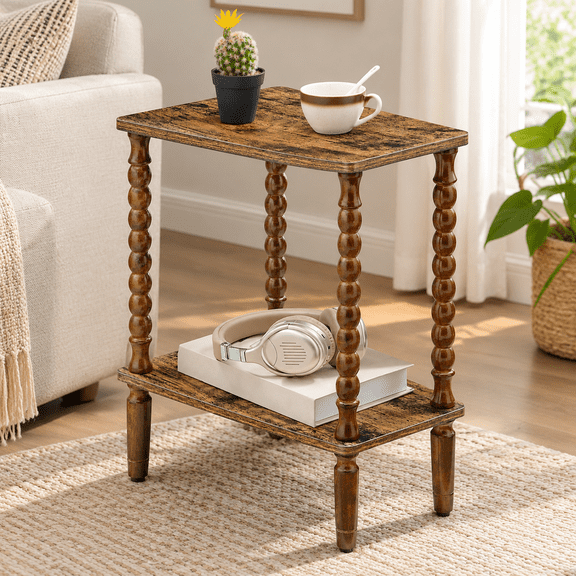 Small Wedge End Table, Wedge Side Table with Storage, Accent Table
