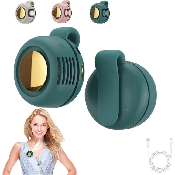 Small Whirlwind Clip Waist Neck Fan,Portable Silent Mini Bladeless Electric Fan, Personal Fan Clip on Shirt & Waist,Suitable for Outdoor & Travel & Office, Travel Accessories (green)