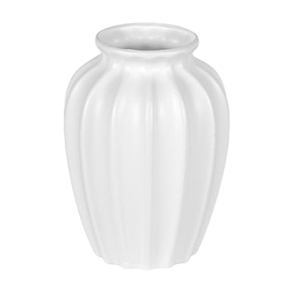 Small White Art Style Vase, 7.5" Imitation Ceramic Plastic Vase for Flower Arrangements, Modern Home Decor for Living Room, Dining Table, Office
