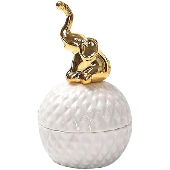Small White Ceramic Elephant Decorative Urn for Ashes