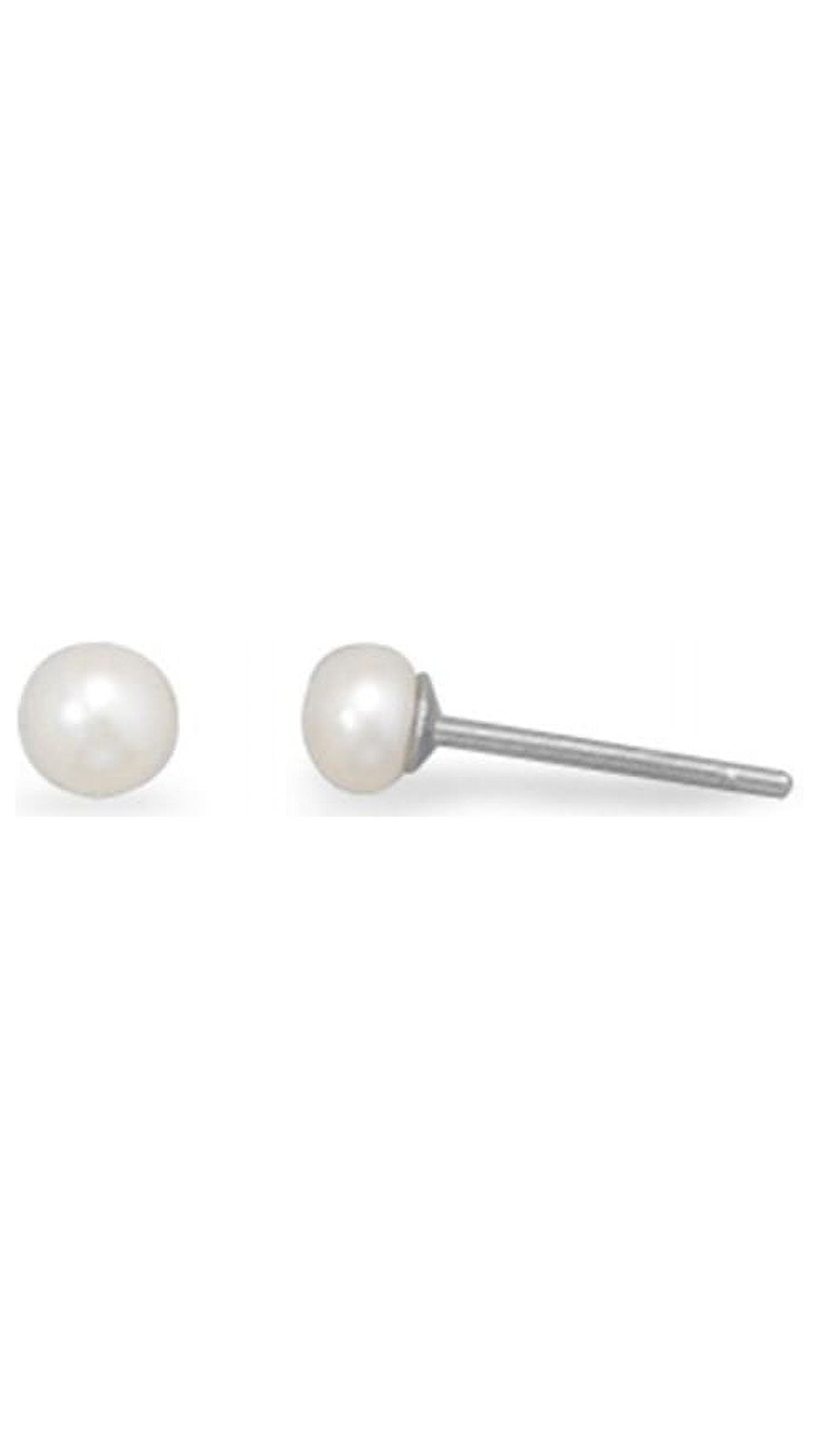 AZUREBELLA JEWELRY Small White Cultured Freshwater Pearl Stud Post Sterling Silver Earrings