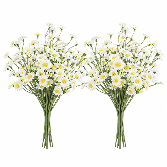 Small White Daisy Flowers Artificial,2 Bouquet/12Pcs 10 Inch Fake Daisies,Spring Wild Flower for Party Decor (Vase Not Included)