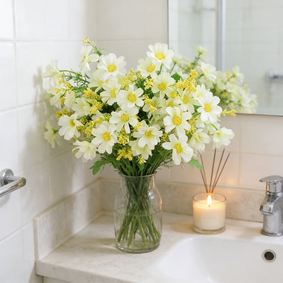 Small White Daisy Flowers Artificial,28Pcs 12 Inch Fake Daisies,Cute Spring Wildflowers for Centerpiece Table Decor