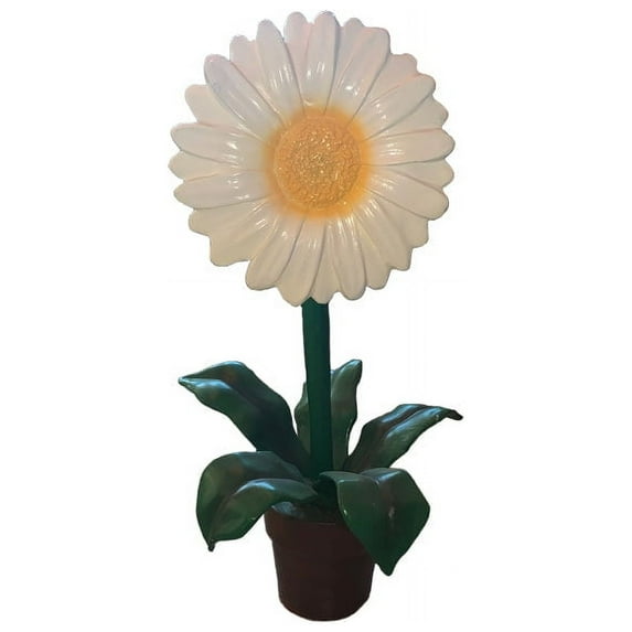 Small White Daisy In Pot Flower Statue