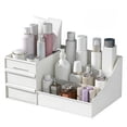thumbnail image 1 of Small White Drawer Style Cosmetic Storage Box Makeup Organizer with Pull Out Drawers for Vanity Desk Bathroom Countertop, 1 of 5