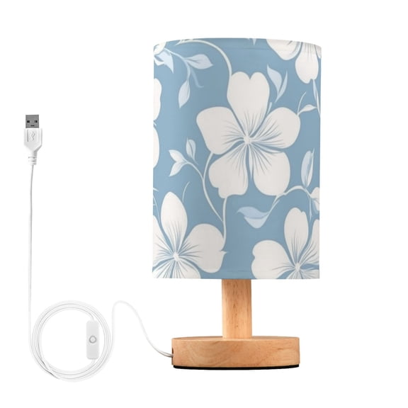 Small White Florals Leaves Table Lamp with USB Port LED Warm Light Lamp Night Light Home Decor