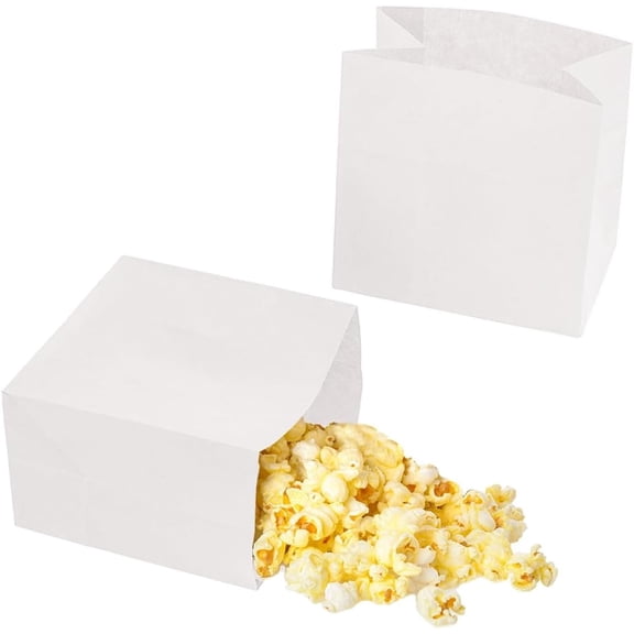 Small White Paper Bags for Snacks,50 Pack,Greaseproof Kraft Paper Bags,Recyclable,and Biodegradable,Mini Paper Wrappers For Popcorn,Cookies,Fries,Crafts,Gift Wrapping in Bulk (50Pack White)