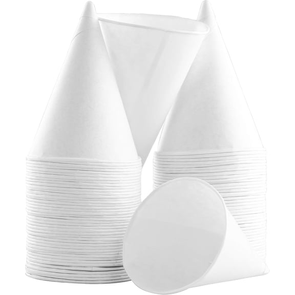 Small White Paper Cone Cups 1000 Pack Compostable Wax Free Dispenser Cups for Shaved Ice Water Coolers or Powder Dispensing