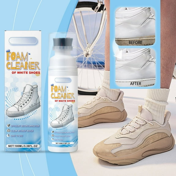 Small White Shoes Detergent Foam Dry Cleaning Agent, Water Free Shoe Foam Cleaner for Sports Shoes and Casual Sneakers 100ml