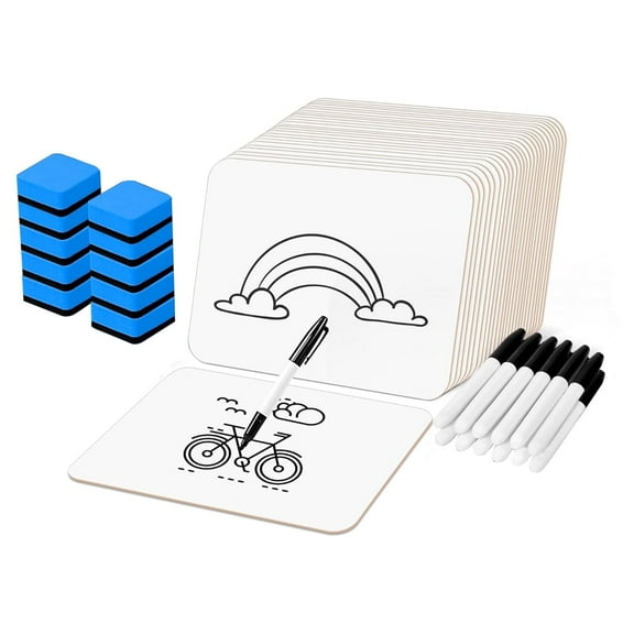 Dry Erase Board,Small White Board Small Dry Erase Board 10 Double-Sided 12.5×9-Inch Whiteboards With 10 Erasers And 10 Markers