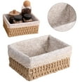 thumbnail image 1 of Small Wicker Baskets with Liner, Paper Rope Woven Storage Basket, Rectangular Decorative Storage Container, Storage Basket, Ideal for Bathroom Vanities & Kitchen Countertops(6.3×8.66×3.74Inch), 1 of 4