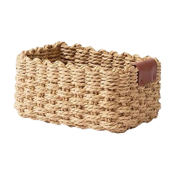 Small Wicker Baskets for Organizing, Recycled Paper Rope Storage Basket, Container Bins for Shelves Bathroom Cupboards Drawer, Decorative Basket Organizer, 8.2"x5.9"x3.9"