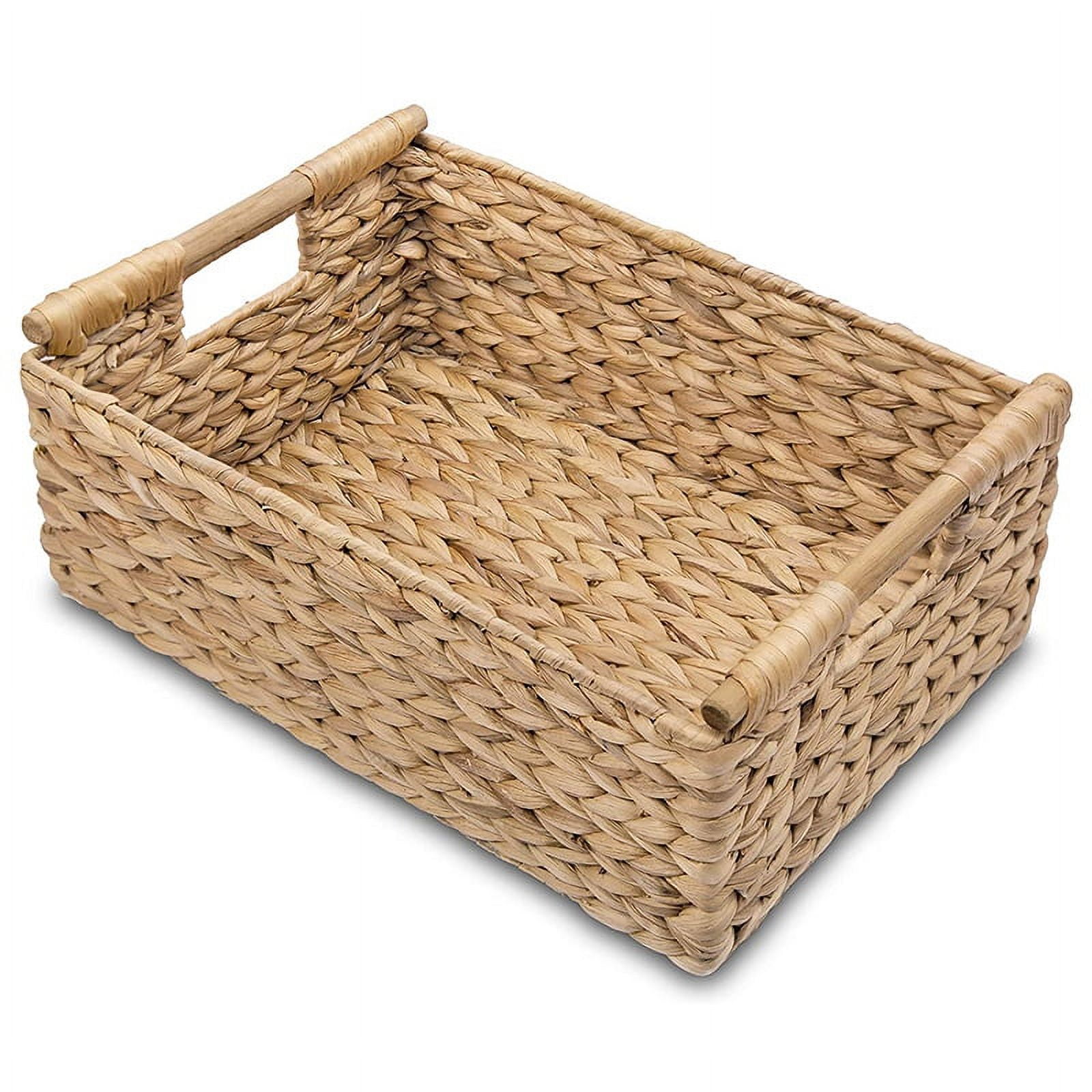 Farmlyn Creek 3 Section Wicker Baskets for Shelves, Hyacinth Storage Baskets  for Bathroom Organizing, 2 Pack (14.4 x 6 x 4.3 in)