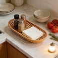 thumbnail image 1 of Small Wicker Bread Basket, Woven Tabletop Food Fruit Vegetables Serving Basket, Rattan Basket for Bread, Oval Hand-Woven Tea Tray, Rattan Bread Storage Tray for Kitchen Restaurant Outdoor, 1 of 6