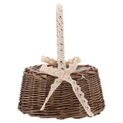 Small Wicker Hand Basket Garden Harvest Flower Portable Storage