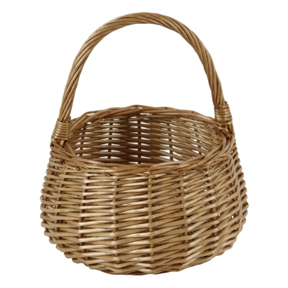 Small Willow Woven Basket (15x21cm), Handmade Rattan Storage Bin, Rustic Farmhouse Organizer for Bread Fruit White
