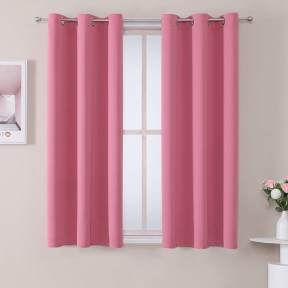 Small Window Curta40 Inches Long For Bedroom - Grommet Short Thermalulated Room Darkening Kitchen (2 Panels Pink 29 X 40 Inch)