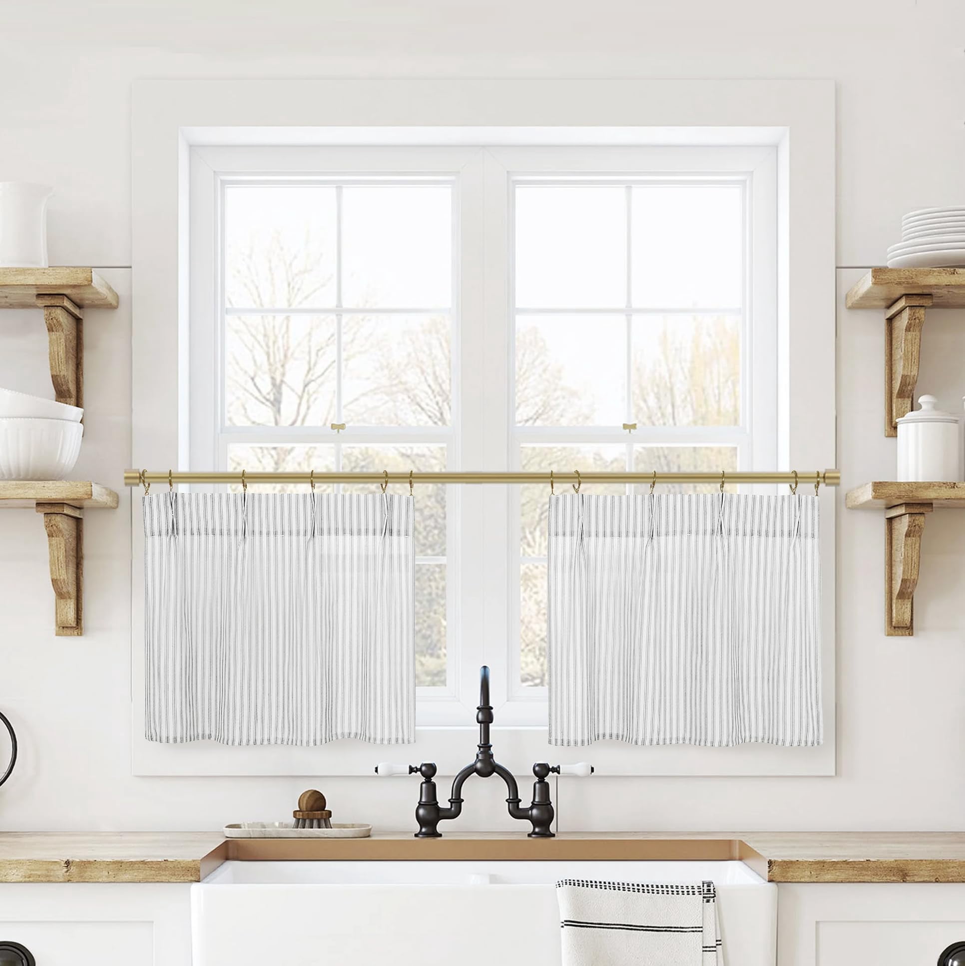 Small Window Curtains 24 X 18 Inch Length Sheer Semi Pleated Grey And ...