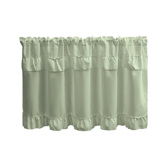 Clearance Under $5 Small Window Curtains,Bathroom Window Curtain,Kitchen Window Curtains Over Sink,Cabinet Curtains,Ruffled Decorative Short Curtain(Green 40*18in)from ANMUYUM