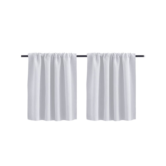 Small Window Curtains White Short 40*60cm Length Semi Blackout for Kitchen Bathroom Door Laundry Room 2pcs