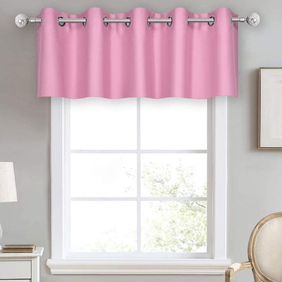 Small Window Grommet Curtains Blackout Curtain Valance Window Treatment for Bedroom, Living Room, Bathroom, Kitchen (One Panel, 42" W x 10" L) Baby Pink Solid