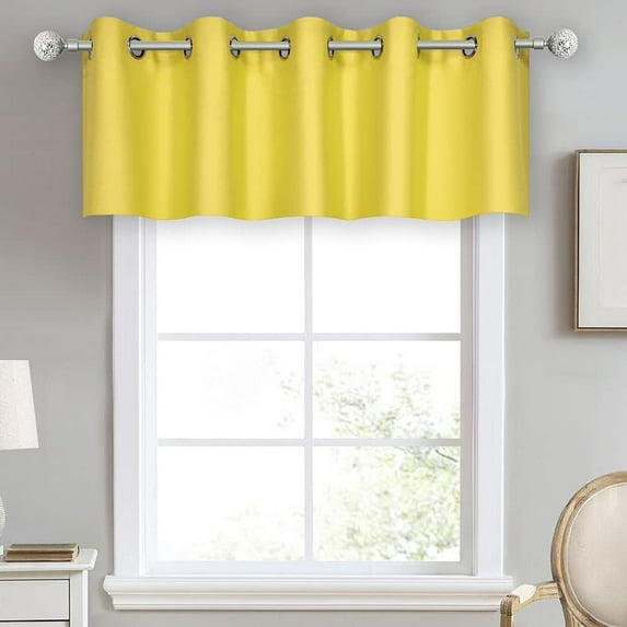Small Window Grommet Curtains Blackout Curtain Valance Window Treatment for Bedroom, Living Room, Bathroom, Kitchen (One Panel, 42" W x 16" L) Mustard Yellow Solid