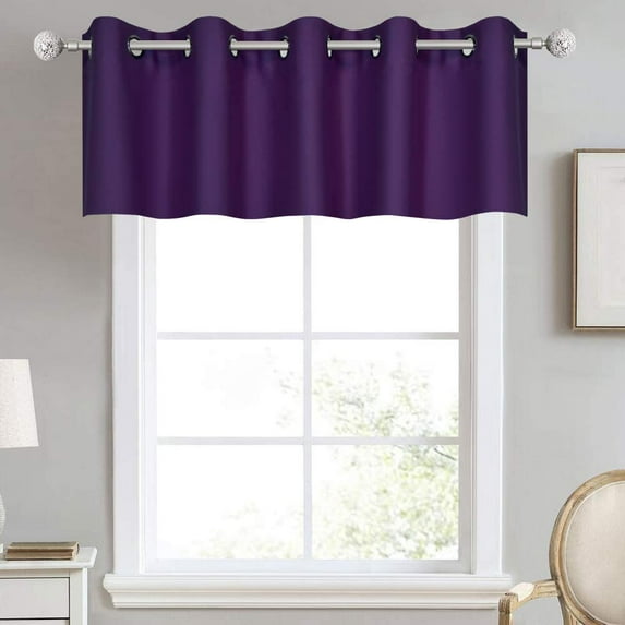 Small Window Grommet Curtains Blackout Curtain Valance Window Treatment for Bedroom, Living Room, Bathroom, Kitchen (One Panel, 42" W x 18" L) Purple Solid