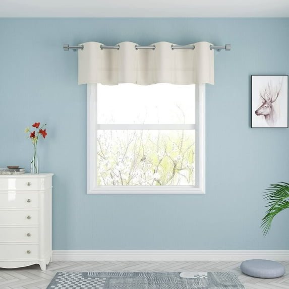 Small Window Grommet Curtains Blackout Curtain Valance Window Treatment for Bedroom, Living Room, Bathroom, Kitchen (One Panel, 42" W x 8" L) Ivory Solid