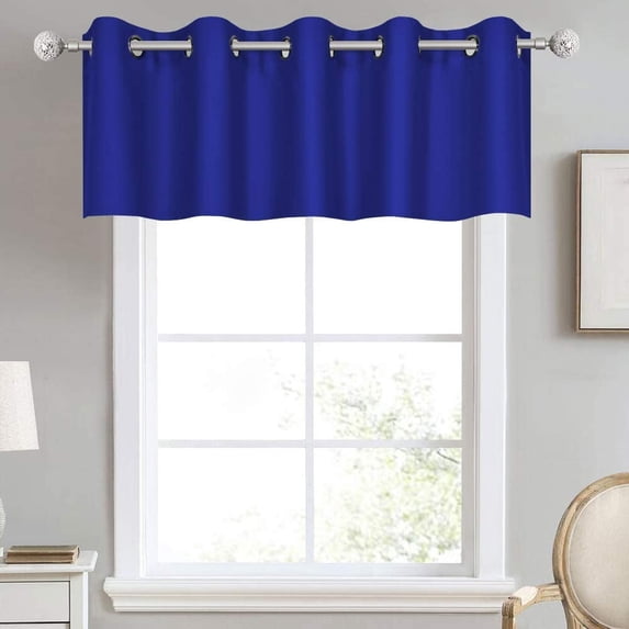 Small Window Grommet Curtains Blackout Curtain Valance Window Treatment for Bedroom, Living Room, Bathroom, Kitchen (One Panel, 52" W x 12" L) Royal Blue Solid