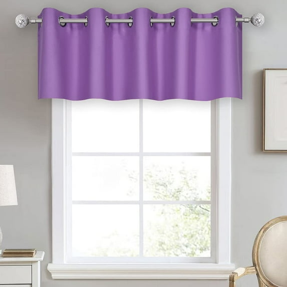 Small Window Grommet Curtains Blackout Curtain Valance Window Treatment for Bedroom, Living Room, Bathroom, Kitchen (One Panel, 52" W x 14" L) Lilac Solid