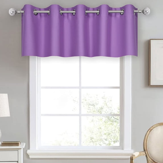 Small Window Grommet Curtains Blackout Curtain Valance Window Treatment for Bedroom, Living Room, Bathroom, Kitchen (One Panel, 52" W x 18" L) Lilac Solid