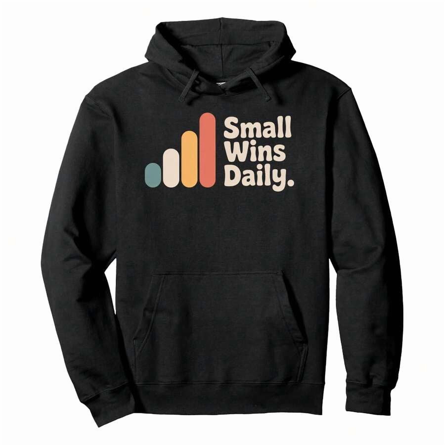 Small Wins Daily Cheerful Bar Chart Graphic Motivation Pullover Hoodie Men's Casual Hoodies