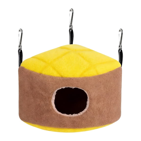 Small Winter Warm Bird Bed for Parrots, Yellow Polyester, Hanging Hut for Cage, Cozy Rest and Insulation