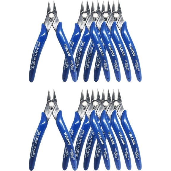 Small Wire Cutters, 10PACK Precision Diagonal Cutting Pliers Side Cutter, Nippers, Micro Flush Cutters, Shear Cutters, Wire Snips