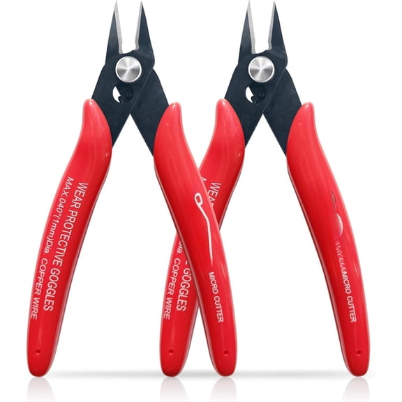 Small Wire Cutters, 2 PACK, 5 Inch 170 Flush , Wire Cutters Spring Pliers, Side Cutters, Diagoanl Cutters for Making, Models, Zip Ties Plastic Wire Snips