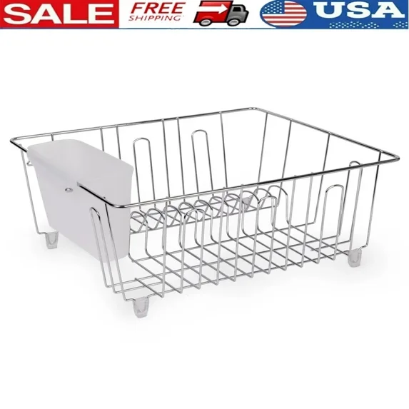 Small Wire Dish Rack - Chrome - 14.17" W X 12.64" L X 5.67" H Drying And Storage