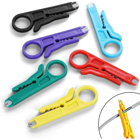 Small Wire Stripper, 6 Pcs Network Cable Stripper, Wire Cutter Knife Punch Down Tool for UTP, FTP, STP, Cat5e, Cat6, Cat6A Ethernet Data Cable