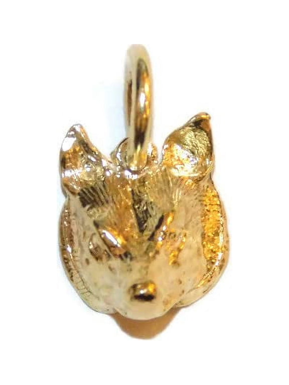 Small Wolf Face Charm Pendant 14k Yellow Gold!!